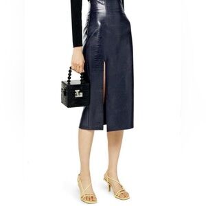 Topshop Midnight Blue Midi Skirt